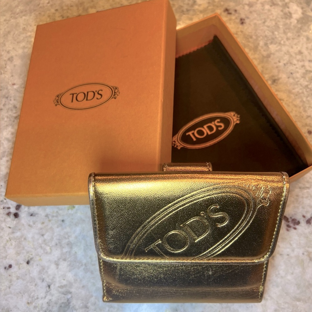 Tod's Gold Leather Wallet